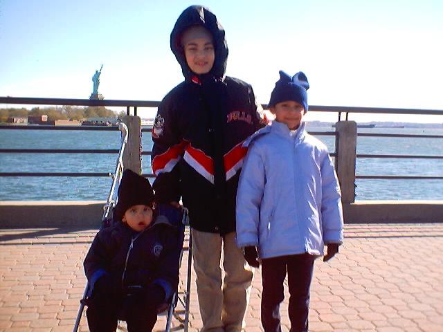 Kids near Statue of Liberty