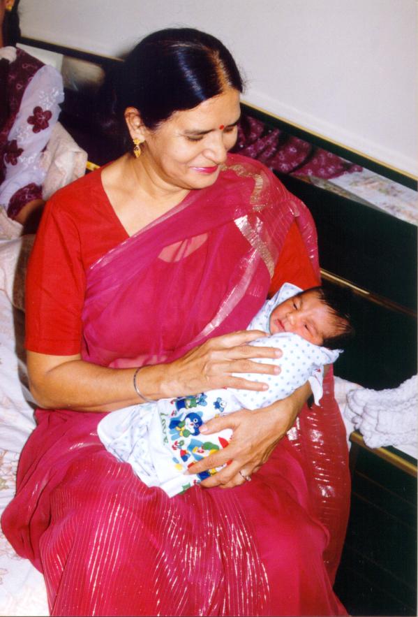 Mummyji and one day old baby Raunak